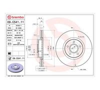 Brembo Prime Line UV Coated Vented Brake Disc Pair - 09.C541.11 Fits Ford