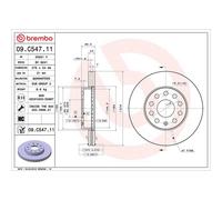 Brake Disc BREMBO 09.C547.11 for AUDI SEAT SKODA VW