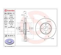 Brembo Prime Line UV Coated Vented Brake Disc Pair - 09.D216.11 Fits Ford