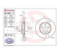 Brembo Prime Line UV Coated Vented Brake Disc Pair - 09.D391.11 - High Quality