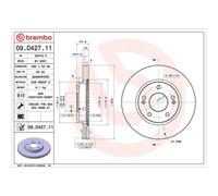Brembo Prime Line UV Coated Vented Brake Disc Pair - 09.D427.11 - High Quality