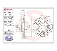 Brembo Prime Line UV Coated Vented Brake Disc Pair - Drilled - 09.C645.11