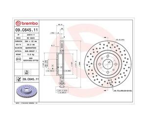 Brembo Prime Line UV Coated Vented Brake Disc Pair - Drilled - 09.C645.11