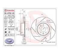 Brembo Prime Line UV Coated Vented Brake Disc - Slotted 09.A752.21 Fits Renault