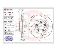 Brembo Prime Line UV Coated Vented Brake Disc - Slotted 09.C549.31 Fits Porsche