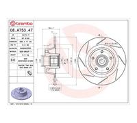 Brembo Brake Disc 10474633A (08.A753.47) Solid Fits Renault Megane III 2008-2016 2.0