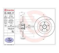 Brembo Prime Line With Bearing Kit Solid Brake Disc 08.A826.47 Fits Renault