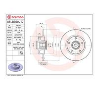 Brembo Rear Brake Discs Solid 260mm Pair - 08.B369.17
