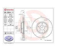 Brembo Prime UV Coated Vented Brake Disc - 09.C654.11 For Mazda - OE Quality