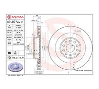 BREMBO Brake disc 09.D773.11 365 28 9 internally vented Coated High-carbon TESLA: Model S, Model X