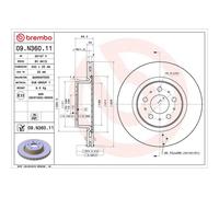 Brembo Brake Disc 09.N360.11 Front Internally Vented UV Coated Single Fits Tesla Model 3