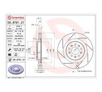 Brembo Prime UV Coated Vented Brake Disc - Slotted - 09.8781.21 For Aston Martin