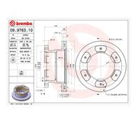 Brembo PVT Single Vented Brake Disc 09.9763.10 - Fits IVECO DAILY (IV) 6.06->