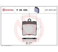 Brake pads P 50 025 BREMBO for MERCEDES-BENZ CHRYSLER