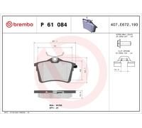 Brembo Rear Brake Pad Set fits Citroën DS Peugeot 1.6 2.0 1.4 1.2 1.8 Electric