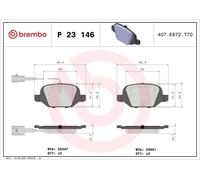 Brembo Rear Brake Pad Set fits Fiat 500 500X 1.6 1.3 1.4 0.9 2.0 P 23 146