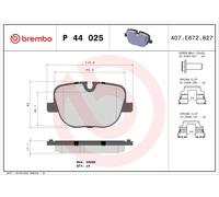 Brembo Rear Brake Pad Set fits Land Rover Range Rover Range Rover Sport P 44 025