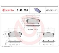 Brembo Rear Brake Pad Set fits Mazda RX-8 2003-2012 1.3 P 49 035