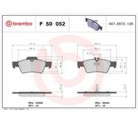 Brembo Rear Brake Pad Set fits Mercedes-Benz CLS E-Class S-Class SL SLK P 50 052