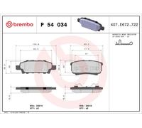 Brembo Rear Brake Pad Set fits Mitsubishi Outlander 2001-2007 2.4 P 54 034