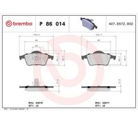 Brake pads P 86 014 BREMBO for VOLVO S80 I XC70 I Cross Country V70 Mk II S60 I