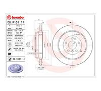 Brembo Rear Pair Solid UV Coated Brake Discs 08.R101.11 - Fits MERCEDES-BENZ