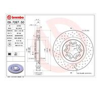 Brembo Rear Single Vented Brake Disc 09.7267.50 - Fits FERRARI