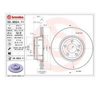 Brembo Rear Single Vented UV Coated Brake Disc 09.9924.11 - Fits BMW