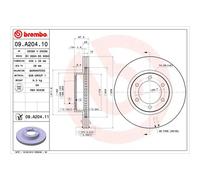 Brake disc BREMBO 09.A204.11 for TOYOTA 4 RUNNER IV (_N21_) 4.0 2002-2009