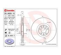 Brembo Brake Disc 09.A829.11 / 10473562A - Front Internally Vented - Fits Peugeot RCZ