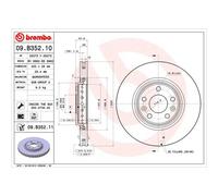 1X Brake disc BREMBO 09.B352.11 for RENAULT TALISMAN (LP_) 2 2019-2022
