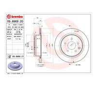 Rear Set 2x Brake Discs BREMBO 09.8969.21 for Nissan/Renault Leaf/Juke/Dualis/Qa
