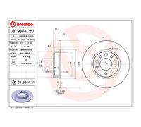 BREMBO UV Coated Solid Brake Discs Pair - 08.9364.21 - OE Equivalent Performance