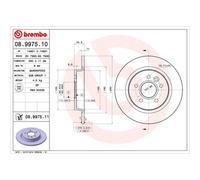 BREMBO UV Coated Solid Brake Discs Pair - 08.9975.11 - OE Equivalent Performance