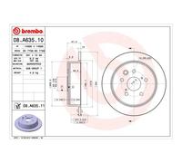 BREMBO UV Coated Solid Brake Discs Pair - 08.A635.11 - OE Equivalent Performance