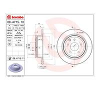BREMBO UV Coated Solid Brake Discs Pair - 08.A715.11 - OE Equivalent Performance