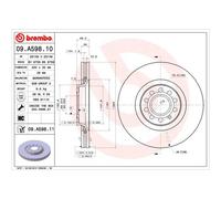 BREMBO UV Coated Vented Brake Disc Pair - Fits Audi - 09.A598.11 - OE Quality