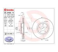 BREMBO UV Coated Vented Brake Discs Pair - 09.9468.11 - OE Performance