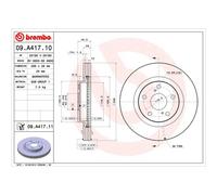 BREMBO UV Coated Vented Brake Discs Pair - 09.A417.11 - OE Performance