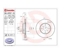 BREMBO UV Coated Vented Brake Discs Pair - 09.A707.11 - OE Performance