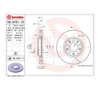 BREMBO UV Coated Vented Brake Discs Pair - 09.A721.11 - OE Performance