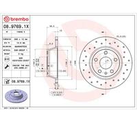 2x BREMBO 08.9769.1X Brake Disc Rear Solid Perforated Braking Fits Audi TT