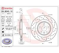 BREMBO Brake disc AUDI 09.B040.1X 8K0615601C Brake rotor,Brake discs,Brake rotors