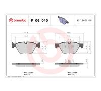 Brake Pads Set fits BMW 320 2.0 Front 07 to 13 Brembo 34112288856 34112288857