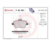 Brake pads P 50 091X BREMBO for MERCEDES-BENZ SLK B-CLASS Sports Tourer A-CLASS