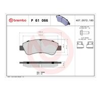 Brake pads P 61 066X BREMBO for CITROËN PEUGEOT DS OPEL