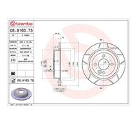 Brembo Rear Brake Disc Set 08.9163.75 2x Slotted 259mm Fits MINI