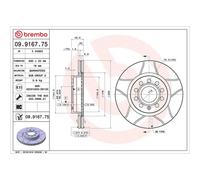 Brembo Xtra Line Max Vented Brake Disc Pair - Slotted - 09.9167.75 - OE Quality