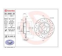 Brembo Xtra Line Solid Brake Disc Pair - Drilled - 08.9460.3X Fits Vauxhall