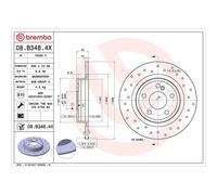 Brembo Xtra Line Solid Brake Disc Pair - Drilled - 08.B348.4X Fits Mercedes